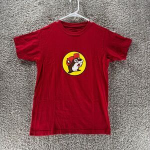 Buc-ee's Shirt Mens Small Red Short Sleeve Beaver Nuggets Cotton Casual Adult